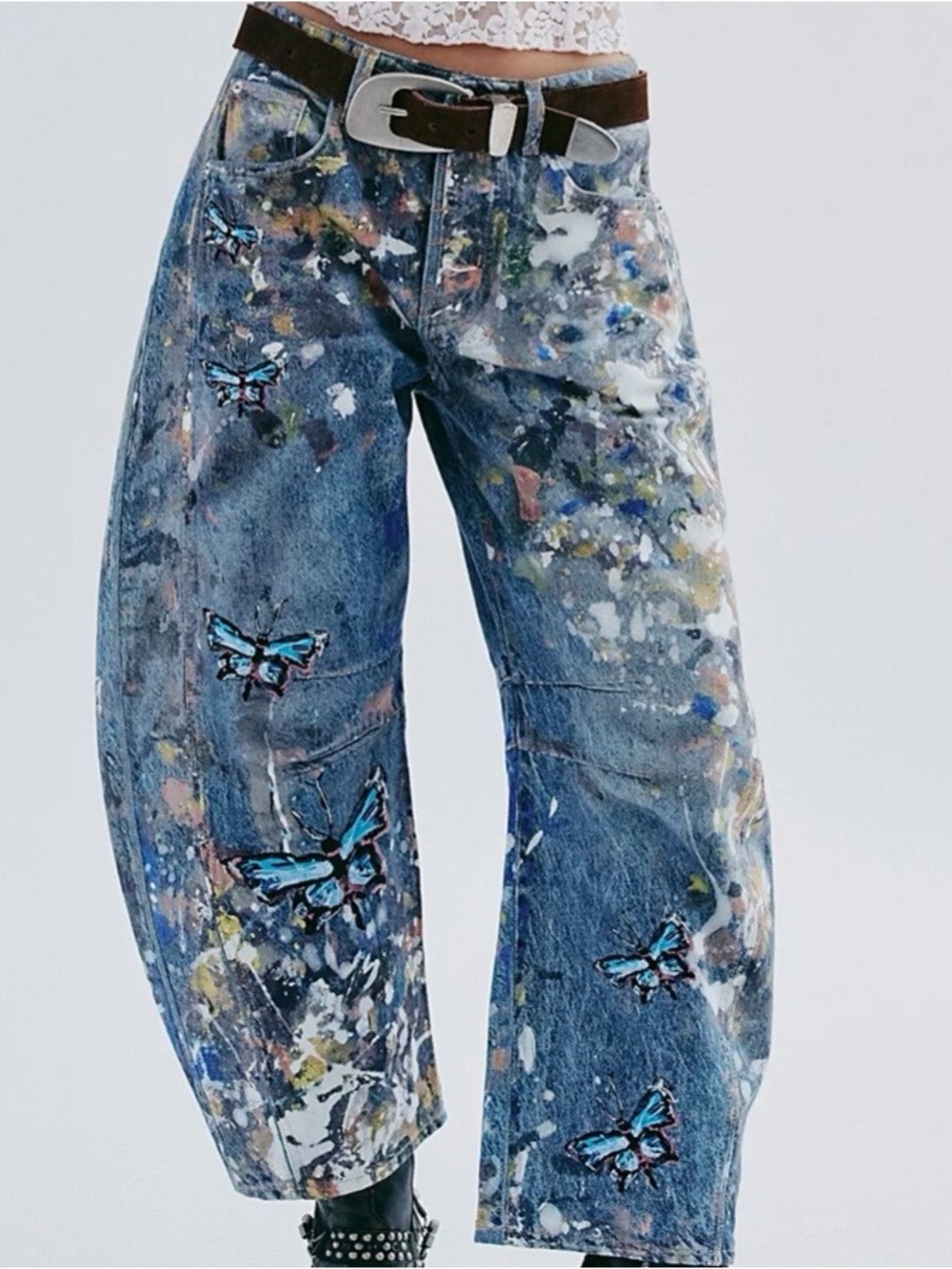 BNWT Free People We The Free Good Luck Barrel Illusions Jeans Size 26